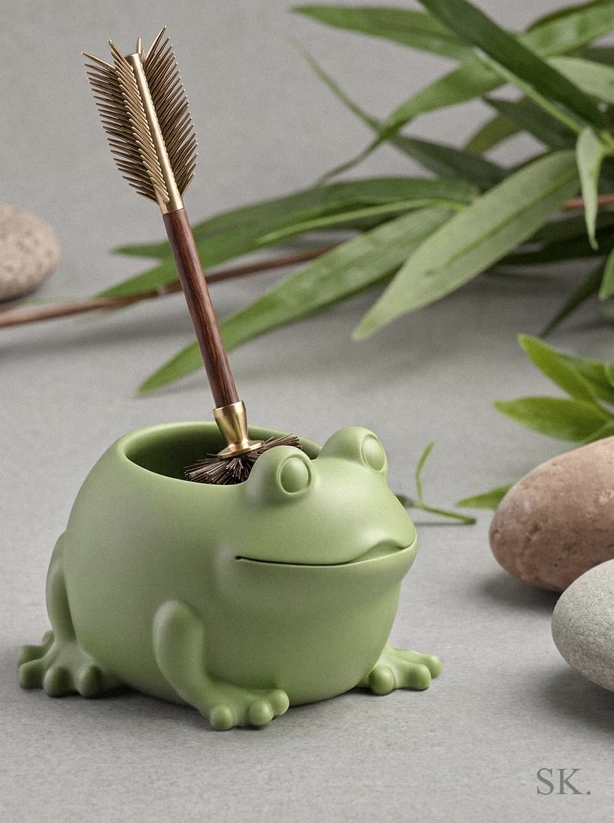 Frog toilet brush holder